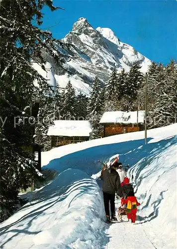 AK / Ansichtskarte Braunwald_GL Hotel Niederschlacht Winteridyll Braunwald GL