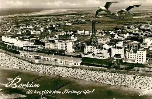 AK / Ansichtskarte Borkum_Nordseebad Fliegeraufnahme Moewen Borkum_Nordseebad