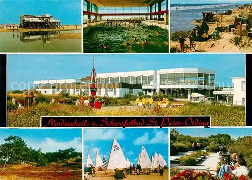 AK / Ansichtskarte St_Peter Ording Restaurant Die Seekiste Boehler Sandbank Wellenbad Strand Restaurant Landschaft Strandsegeln Promenade St_Peter Ording