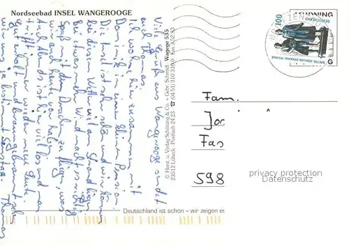 AK / Ansichtskarte Wangerooge_Nordseebad Westturm Badestrand Cafe Pudding Wangerooge_Nordseebad