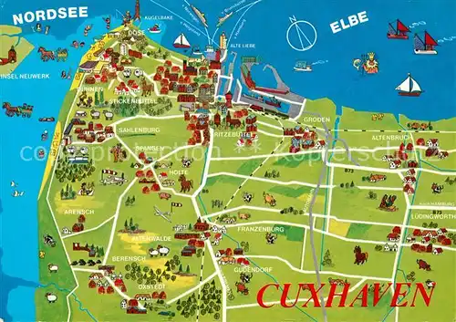 AK / Ansichtskarte Cuxhaven_Nordseebad Landkarte Cuxhaven_Nordseebad