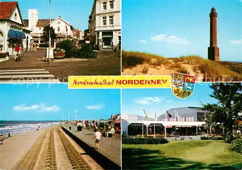 AK / Ansichtskarte Norderney_Nordseebad Ortsmotiv Leuchtturm Duenen Strand Promenade Haus der Insel Norderney_Nordseebad