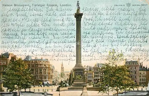 AK / Ansichtskarte London Nelson Monument Trafalgar Square London