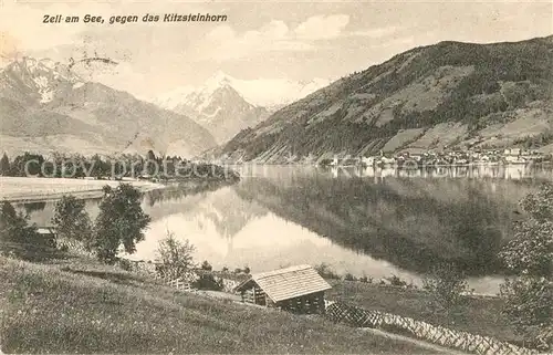 AK / Ansichtskarte Zell_See Seepartie mit Kitzsteinhorn Zell_See