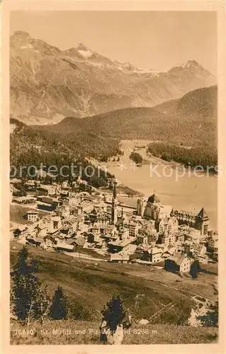 AK / Ansichtskarte St_Moritz_GR Mit See und Piz Languard St_Moritz_GR