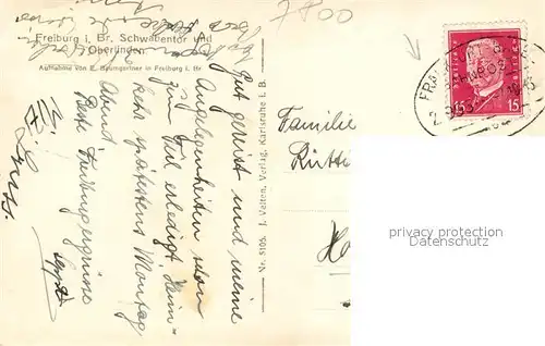 AK / Ansichtskarte Freiburg_Breisgau Schwabentor Oberlinden Freiburg Breisgau