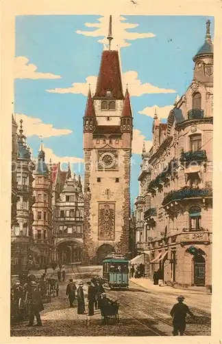 AK / Ansichtskarte Freiburg_Breisgau Martinstor Strassenbahn Freiburg Breisgau