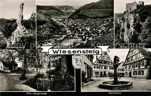 AK / Ansichtskarte Wiesensteig Marktplatz Fliegeraufnahme Reussenstein Fils Ursprung Wiesensteig