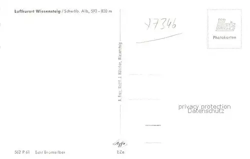 AK / Ansichtskarte Wiesensteig Fliegeraufnahme Marktplatz Fils Ursprung Reussenstein Wiesensteig