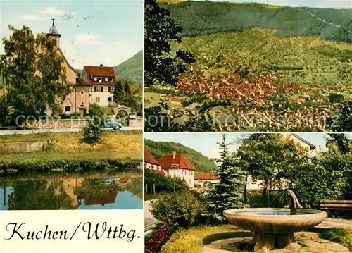 AK / Ansichtskarte Kuchen_Fils Brunnen Panorama Kirche Kuchen Fils