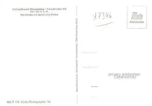 AK / Ansichtskarte Wiesensteig Marktplatz Spital Kirche Wiesensteig