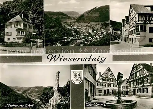 AK / Ansichtskarte Wiesensteig Marktplatz Fliegeraufnahme Steinernes Weib Fachwerk Wiesensteig