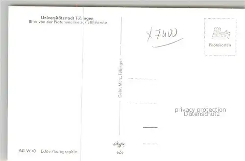 AK / Ansichtskarte Tuebingen Platanenallee Stiftskirche Winteraufnahme Tuebingen