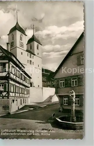 AK / Ansichtskarte Wiesensteig Elefantenbrunnen Kirche Wiesensteig