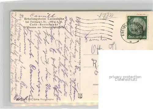 AK / Ansichtskarte Freiburg_Breisgau Erholungsheim Luisenhoehe Freiburg Breisgau