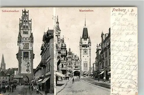 AK / Ansichtskarte Freiburg_Breisgau Martinstor Schwabentor Freiburg Breisgau