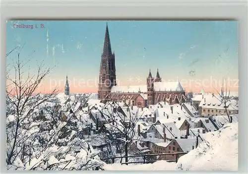 AK / Ansichtskarte Freiburg_Breisgau Muenster Winteraufnahme Freiburg Breisgau