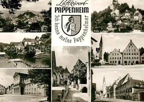 AK / Ansichtskarte Pappenheim_Mittelfranken Marktplatz Schloss Bad Altmuehl Burg  Pappenheim Mittelfranken