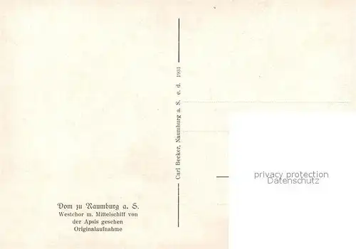 AK / Ansichtskarte Naumburg_Saale Dom Westchor Mittelschiff  Naumburg_Saale