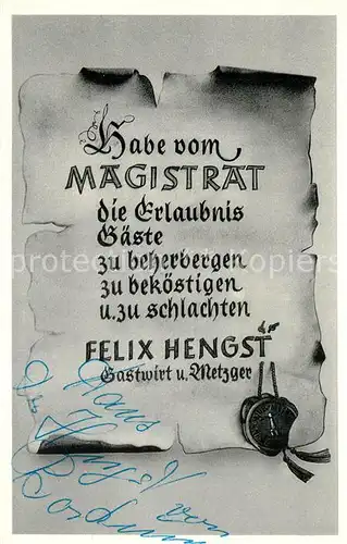 AK / Ansichtskarte Borkum_Nordseebad Restaurant Zum Felix Urkunde Siegel Borkum_Nordseebad