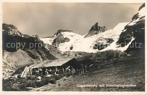 AK / Ansichtskarte Oeschinen Alp mit Bluemlisalpgletscher Oeschinen