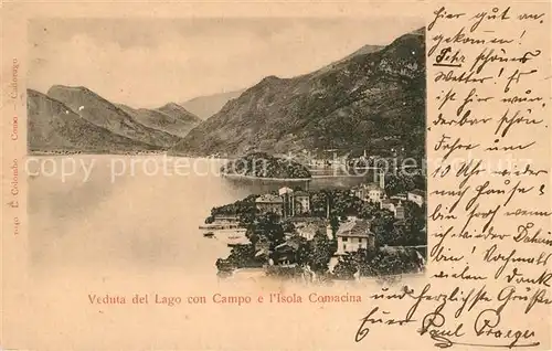 AK / Ansichtskarte Isola_Comacina Fliegeraufnahme Lago con Campo Isola_Comacina