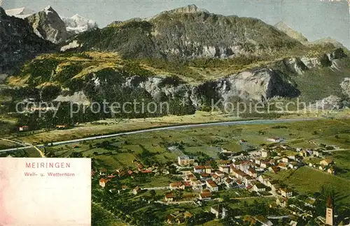 AK / Ansichtskarte Meiringen_BE Fliegeraufnahme mit Well  und Wetterhorn Meiringen BE