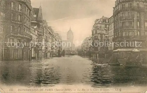 AK / Ansichtskarte Paris Inondations ueberschwemmung Rue et Gare de Lyon Paris