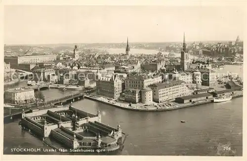 AK / Ansichtskarte Stockholm Utsikt fran Stadshusets torn Fliegeraufnahme Stockholm