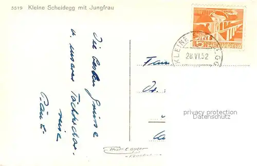 AK / Ansichtskarte Kleine_Scheidegg_Interlaken mit Jungfrau Kleine_Scheidegg