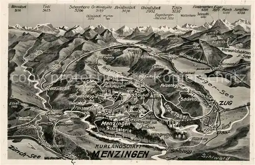 AK / Ansichtskarte Menzingen_Zug Panoramakarte Menzingen Zug