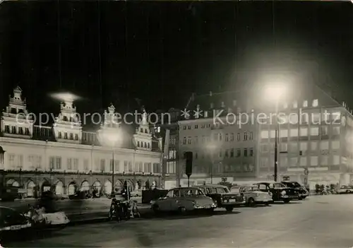 AK / Ansichtskarte Leipzig Messehaus am Markt Messestadt Nachtaufnahme Leipzig