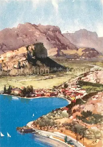 AK / Ansichtskarte Torbole_Lago_di_Garda Panorama Kuenstlerkarte Torbole_Lago_di_Garda