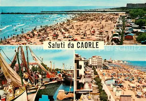 AK / Ansichtskarte Caorle_Venezia Strand Campingplatz Fischkutter Hafen Caorle_Venezia