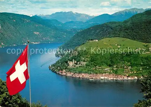 AK / Ansichtskarte Morcote_TI Lago di Lugano Alpi vista da Serpiano Luganersee Alpen Morcote_TI