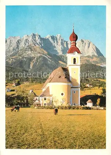 AK / Ansichtskarte Going_Wilden_Kaiser_Tirol Ortsmotiv mit Kirche Kaisergebirge Going_Wilden_Kaiser_Tirol
