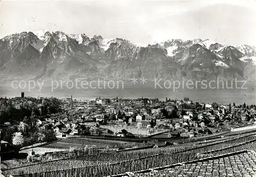 AK / Ansichtskarte Vevey_VD Lac Leman et les Alpes de Savoie Genfersee Alpen Vevey_VD