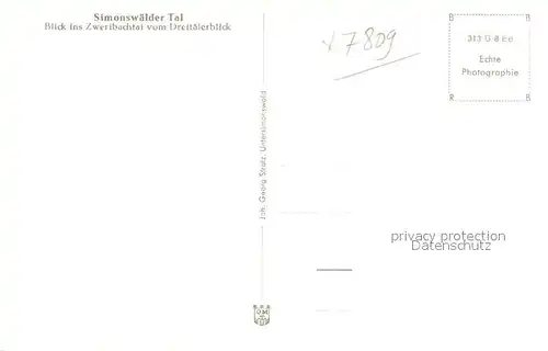AK / Ansichtskarte Simonswaeldertal Blick ins Zweribachtal vom Dreitaelerblick Simonswaeldertal