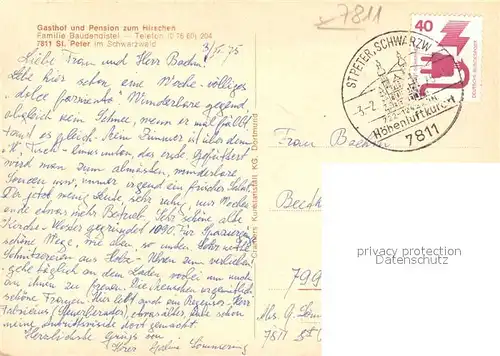 AK / Ansichtskarte Peter_Schwarzwald_St Hotel Zum Hirschen Peter_Schwarzwald_St