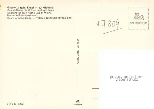 AK / Ansichtskarte Glottertal Gasthaus Goldener Engel Gaststube Glottertal