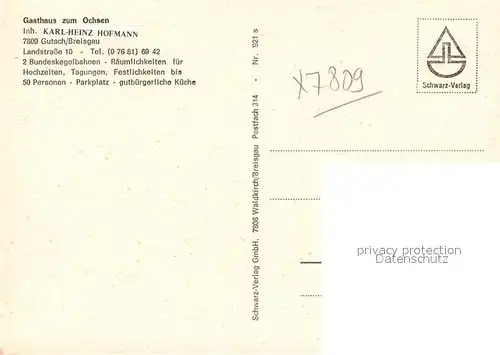 AK / Ansichtskarte Gutach_Breisgau Gasthaus zum Ochsen Kegelbahn Gutach Breisgau
