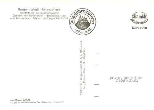 AK / Ansichtskarte Bisingen Burg Hohenzollern Fliegeraufnahme Bisingen