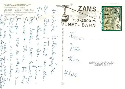 AK / Ansichtskarte Zams Panorama Restaurant Venet Zams
