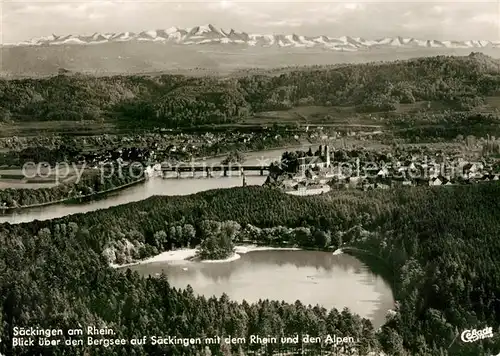 AK / Ansichtskarte Saeckingen_Rhein Bergsee Fliegeraufnahme Saeckingen Rhein