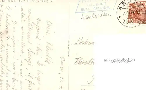 AK / Ansichtskarte Arosa_GR Hoernlihuette Arosa_GR