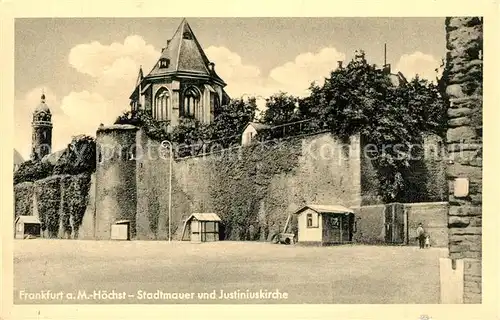 AK / Ansichtskarte Hoechst_Main Stadtmauer Justiniuskirche Hoechst_Main