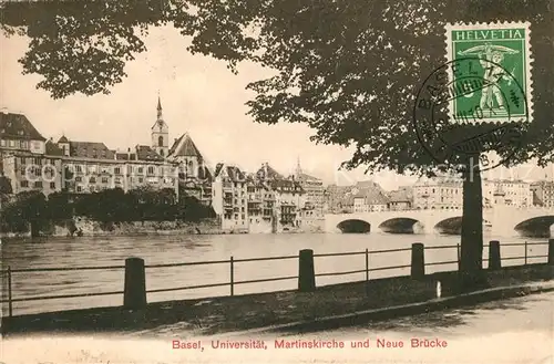AK / Ansichtskarte Basel_BS Universitaet Martinskirche Neue Bruecke Basel_BS