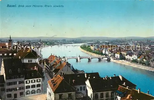 AK / Ansichtskarte Basel_BS Blick vom Muenster auf Rhein abwaerts Basel_BS