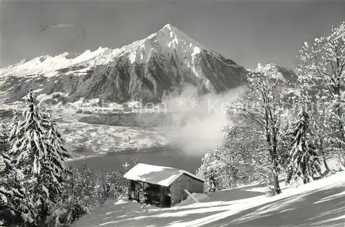 AK / Ansichtskarte Beatenberg Schmocken mit Thunersee Niesen Beatenberg