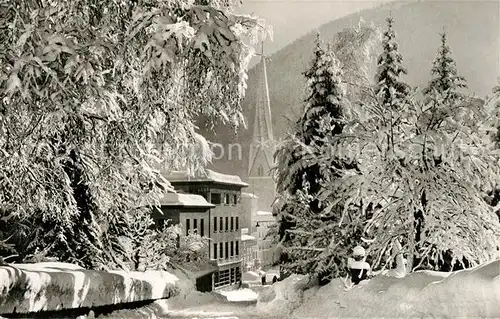 AK / Ansichtskarte Davos_GR Wintertag bei der Platzkirche Davos_GR